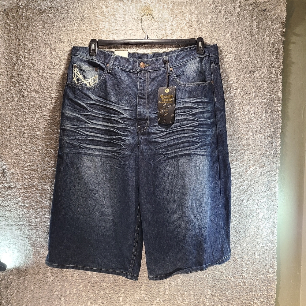 BROOKLYN EXPRESS Shorts Men's 40 Jeans Baggy Street Hip Hop embroidered NWT